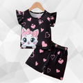 Black Cute Cat T-Shirt Set