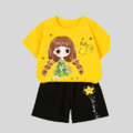 Yellow Cute Girl T-Shirt Set