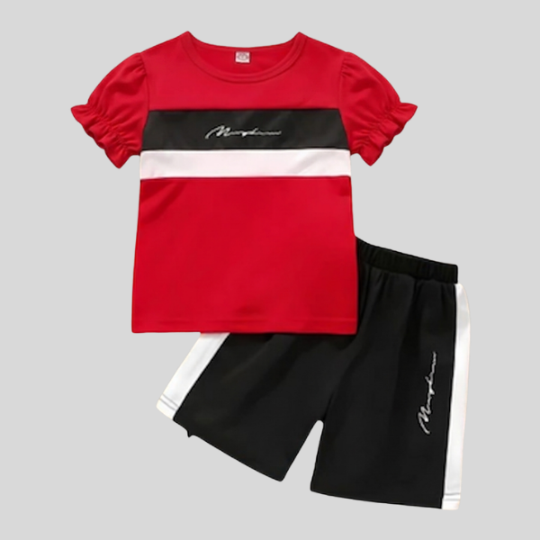 Maroon Stripe T-Shirt Set