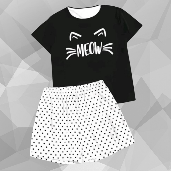 Black Meaw T-Shirt Set